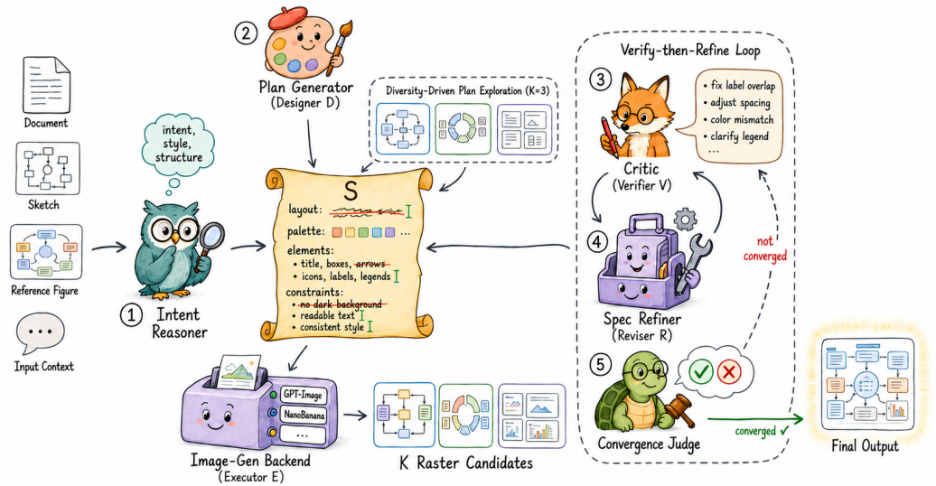Crafter: A Multi-Agent Harness for Editable Scientific Figure Generation from Diverse Inputs